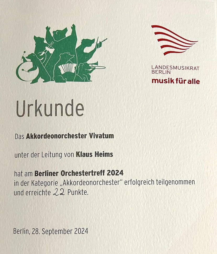 Urkunde vom Jury-Urteil mit 22 von 25 Punkten
